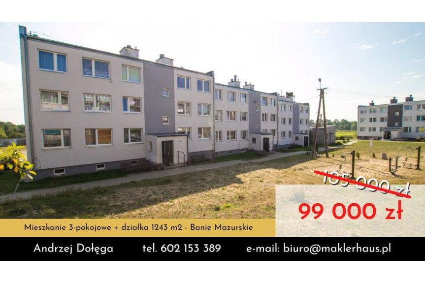 Gołdapski, Banie Mazurskie, Topolowa, Lokal mieszkalny + działka 1243 m2 Banie Mazurskie