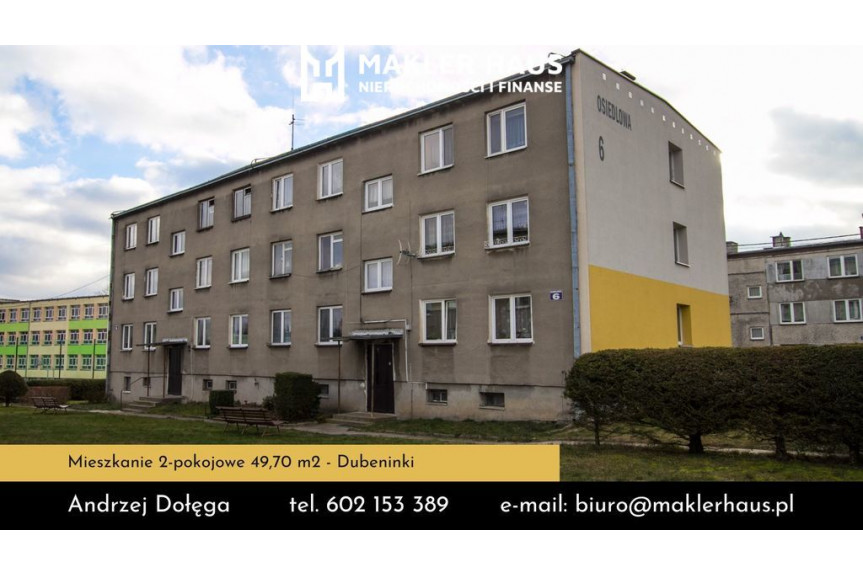 Gołdapski, Dubeninki, Osiedlowa, Mieszkanie 2-pokojowe 49,70 m2 - Dubeninki